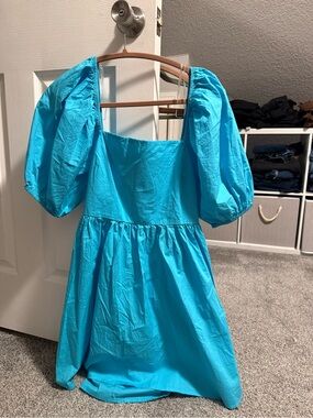 a new day Blue Puff Sleeve Midi Dress